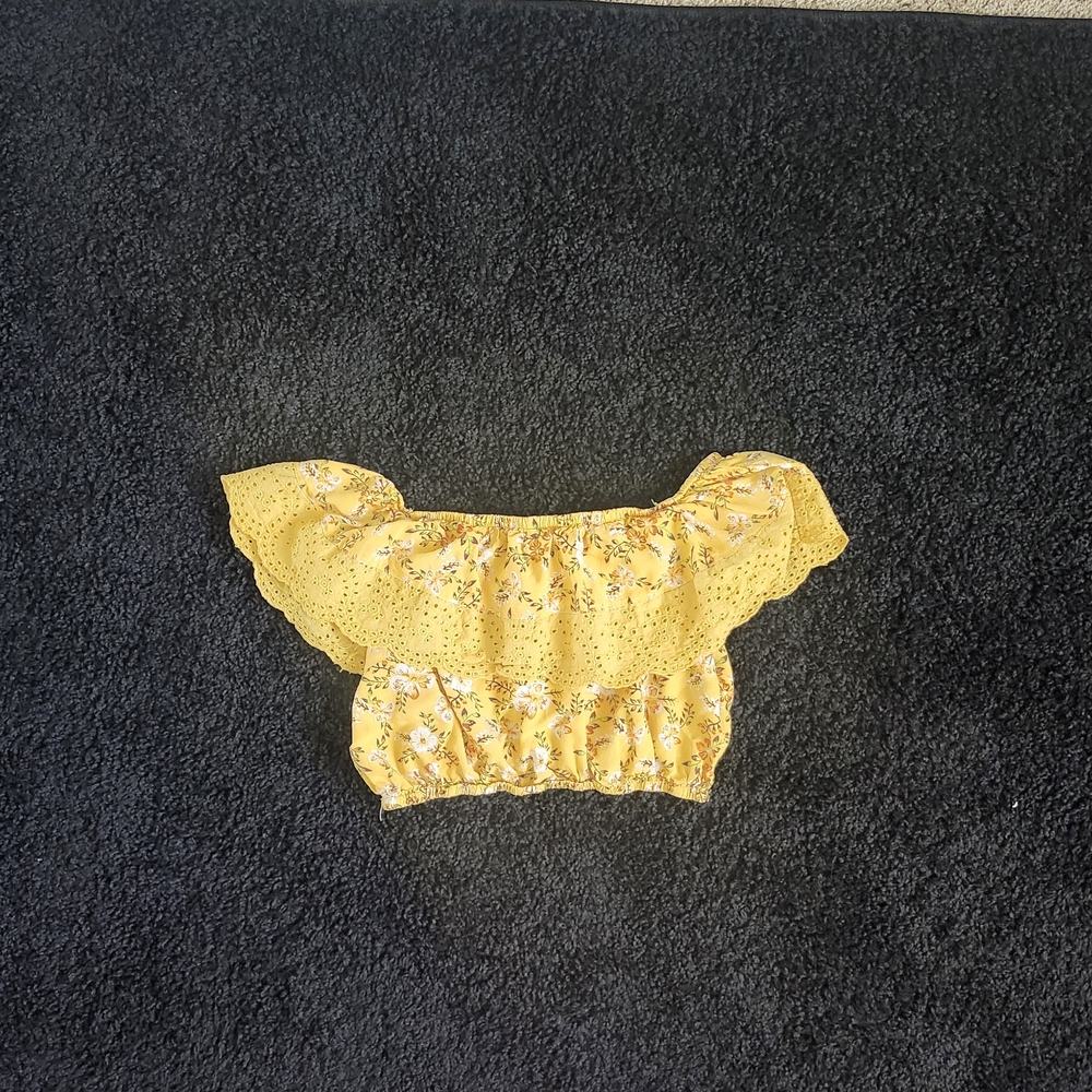 Yellow Floral Off-Shoulder Top